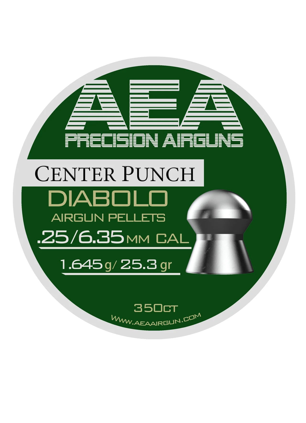 AEA Airgun Pellet (350 Count) CENTER PUNCH 6.35mm .25 Caliber (25.3gr.)