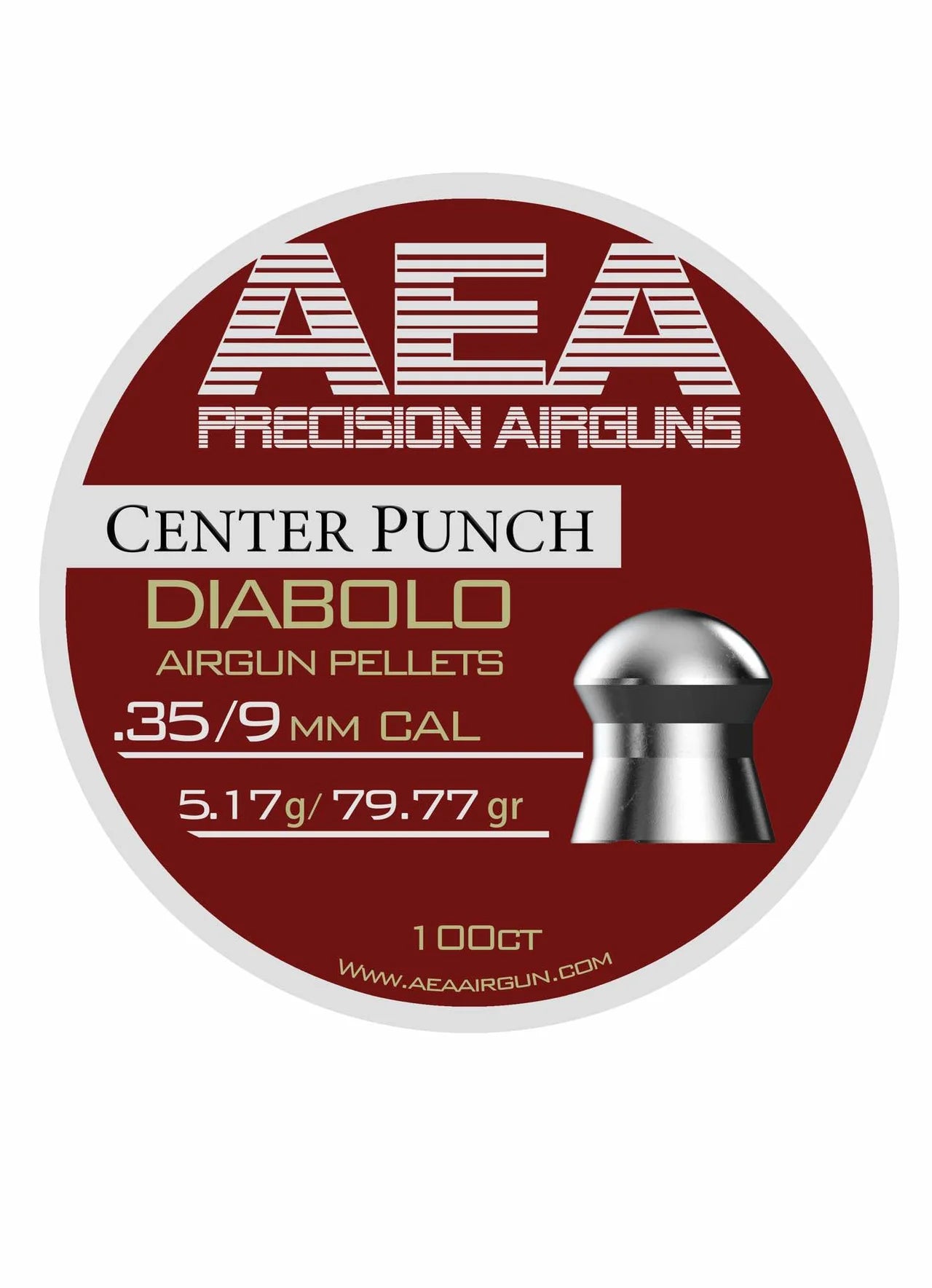 AEA Airgun Pellet (100 count) CENTER PUNCH 9mm .35 Caliber (79.77gr.)